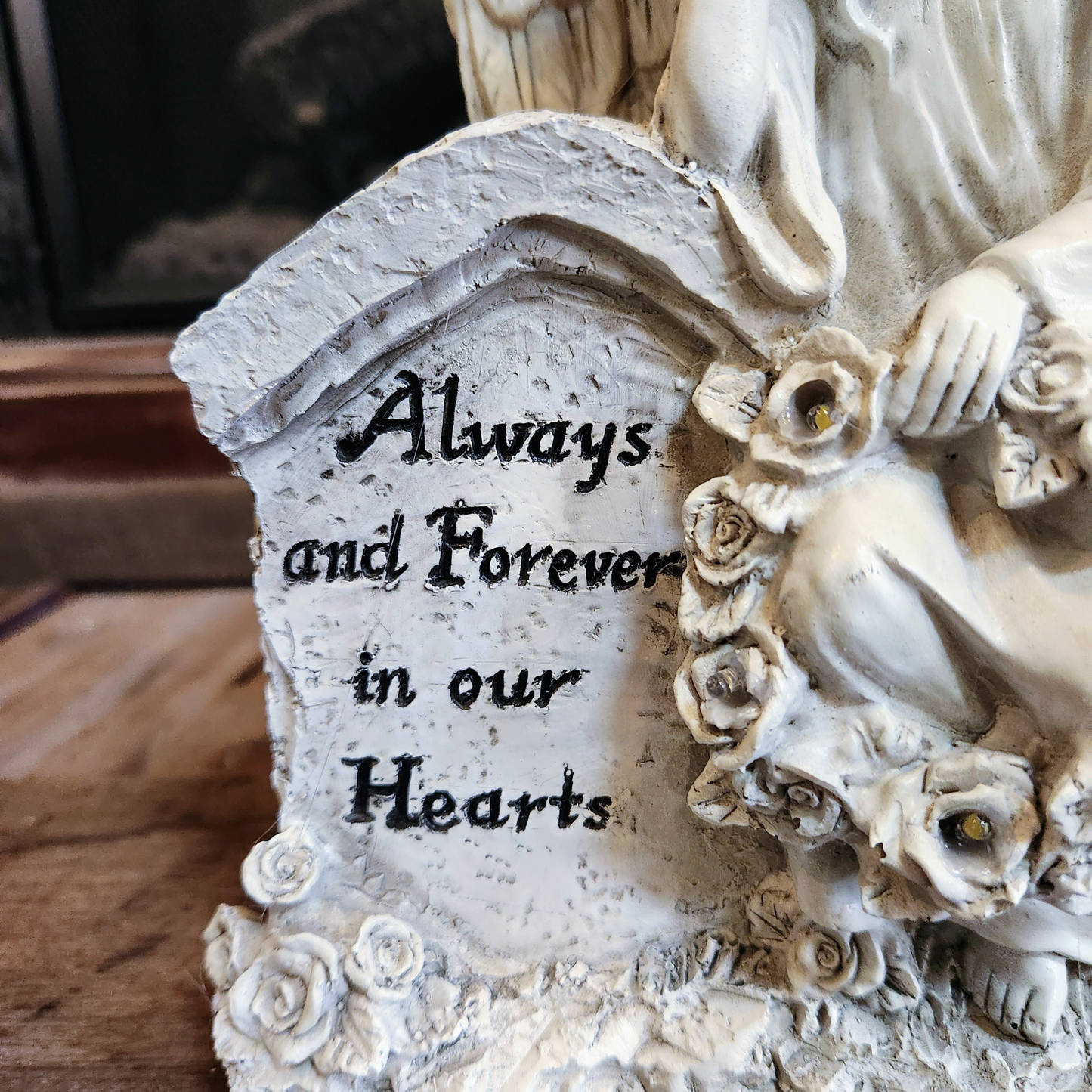 Always and Forever in Our Hearts Angel Statue with LED Lights