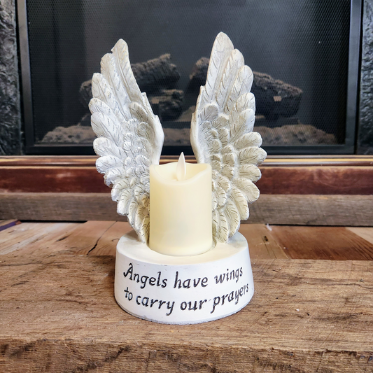 Angel Wings Candle Holder with Prayers