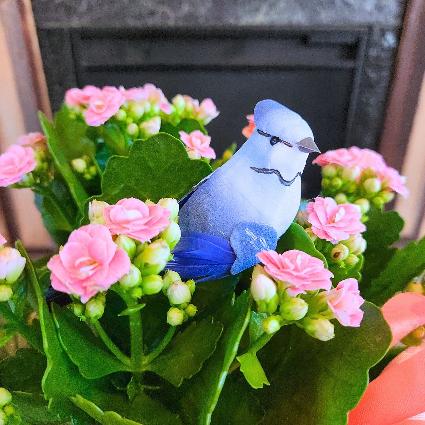 Blue Feathered Bird Accent