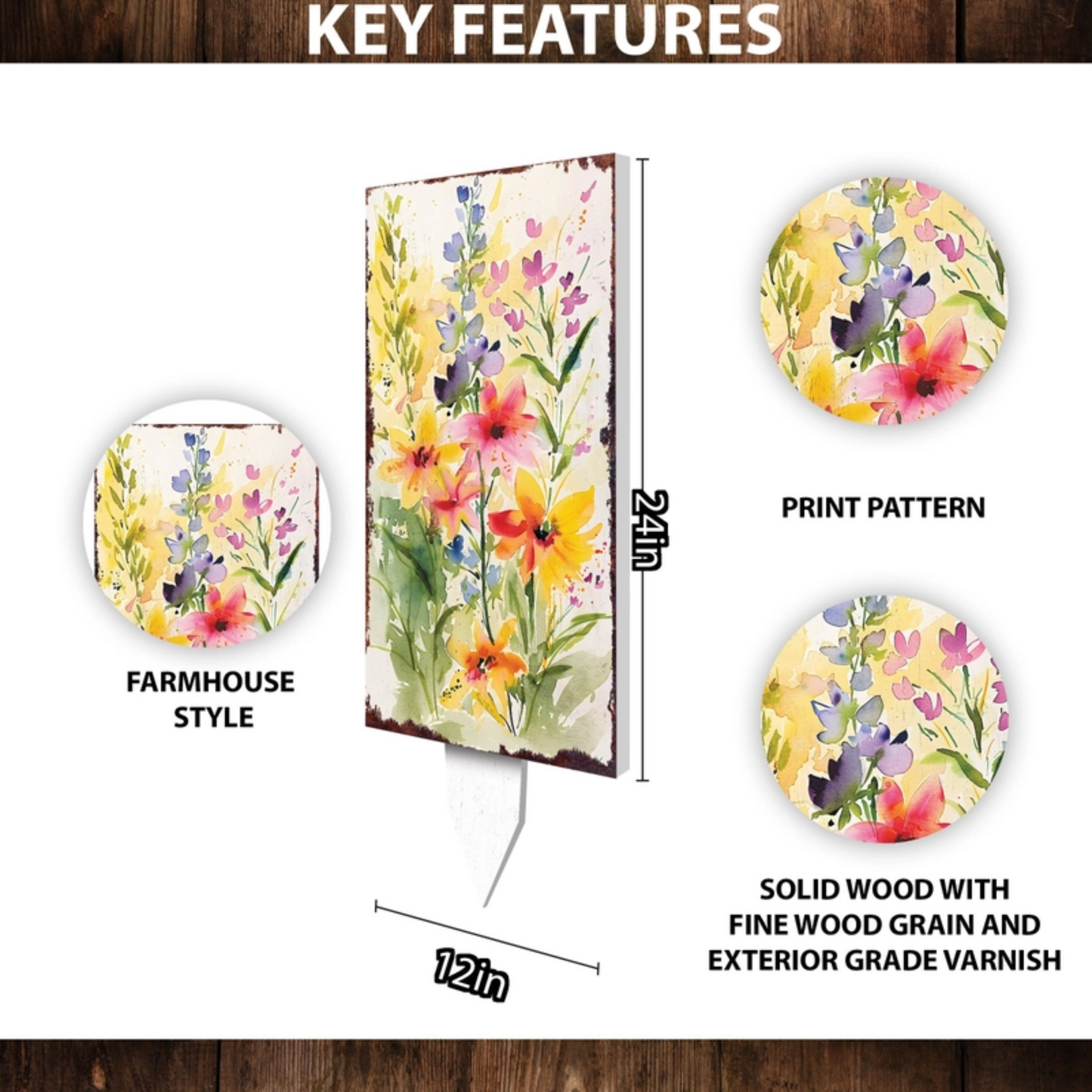 PREORDER - 30" Watercolor Bouquet Garden Stake