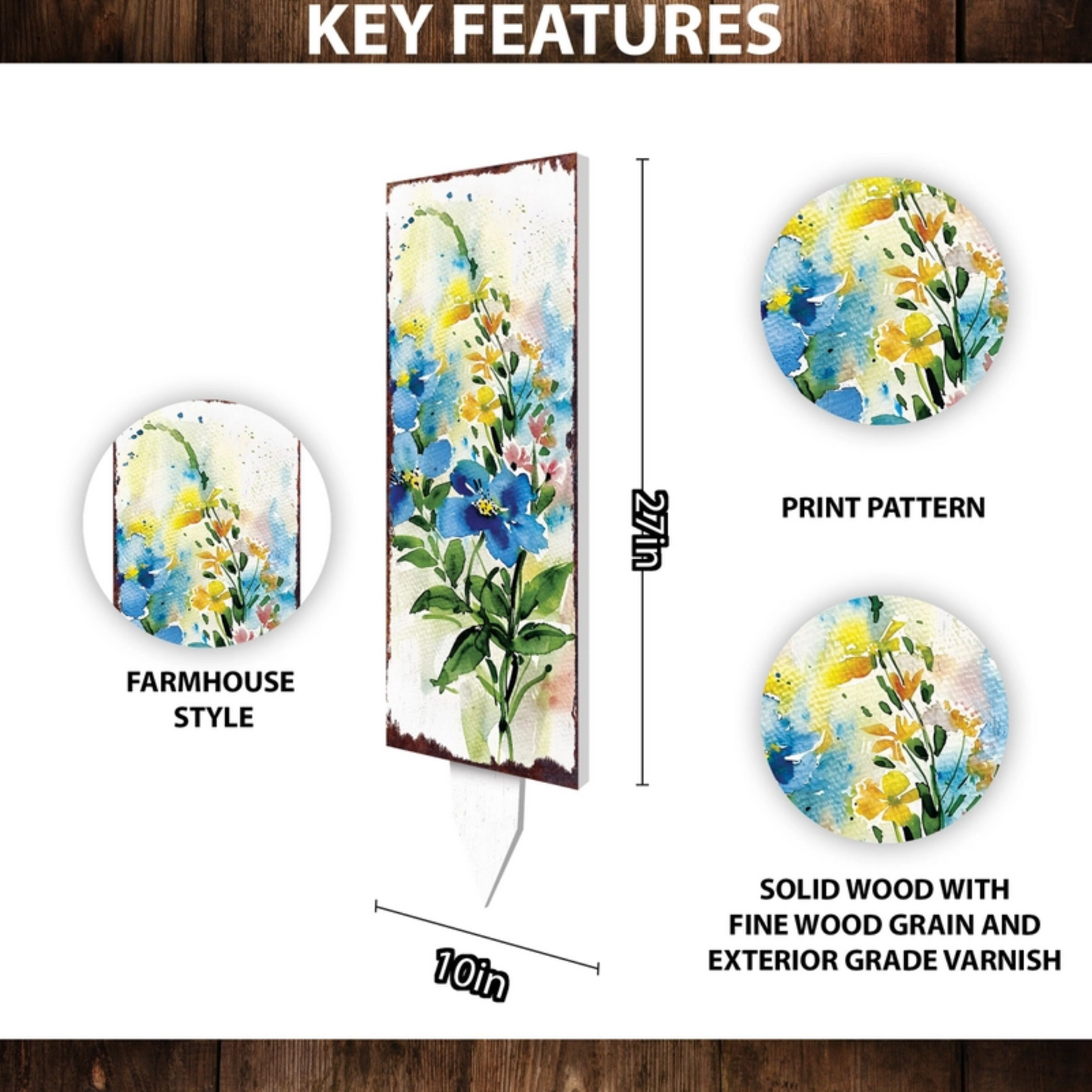PREORDER - 33" Watercolor Blue Harmony Garden Stake