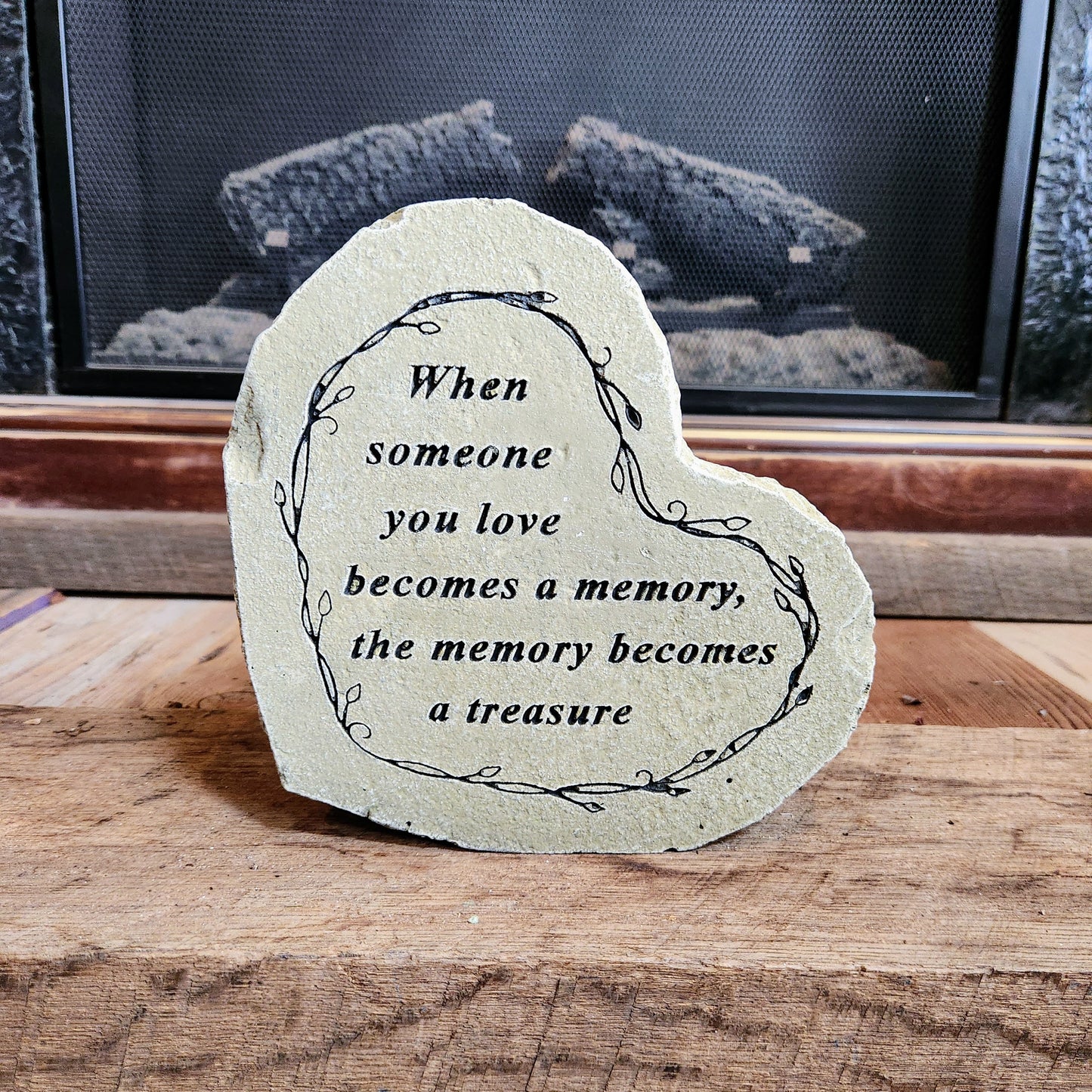 "The Memory Becomes A Treasure" Heart Memorial Stone