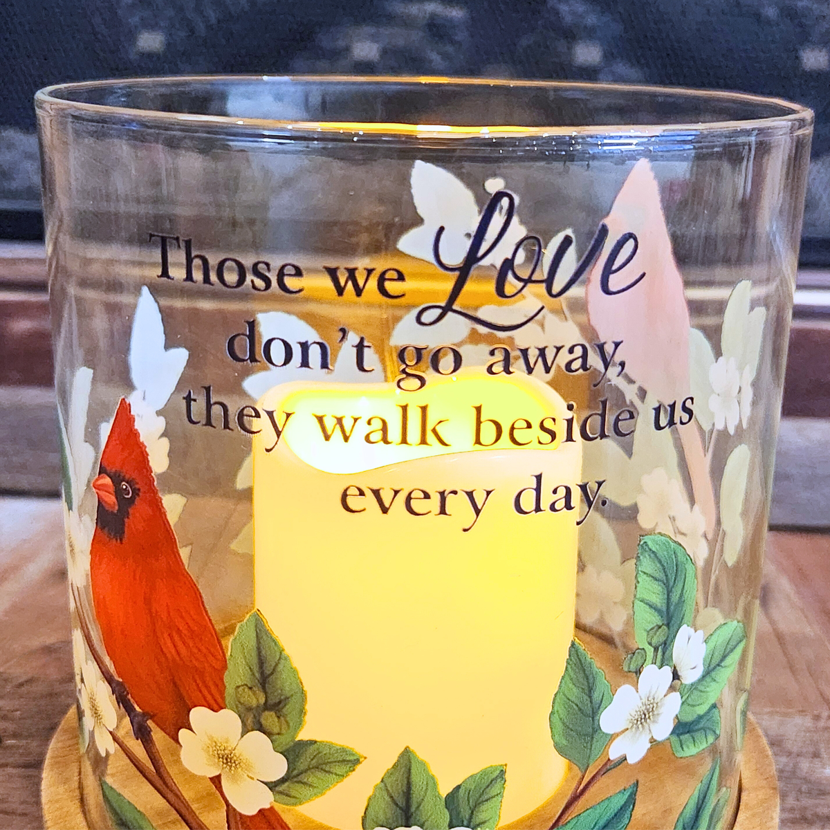 “Those We Love” Cardinal Hurricane Candle