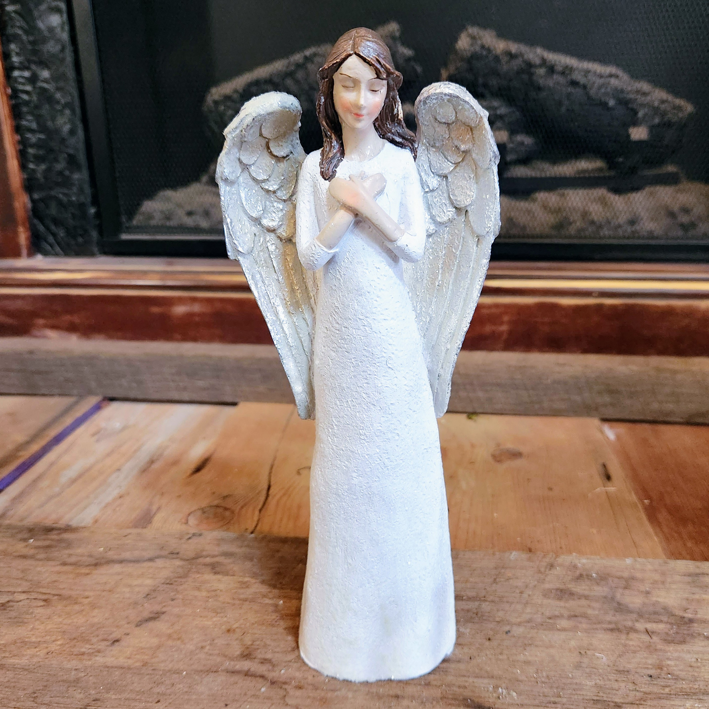 10" White Glitter Praying Angel