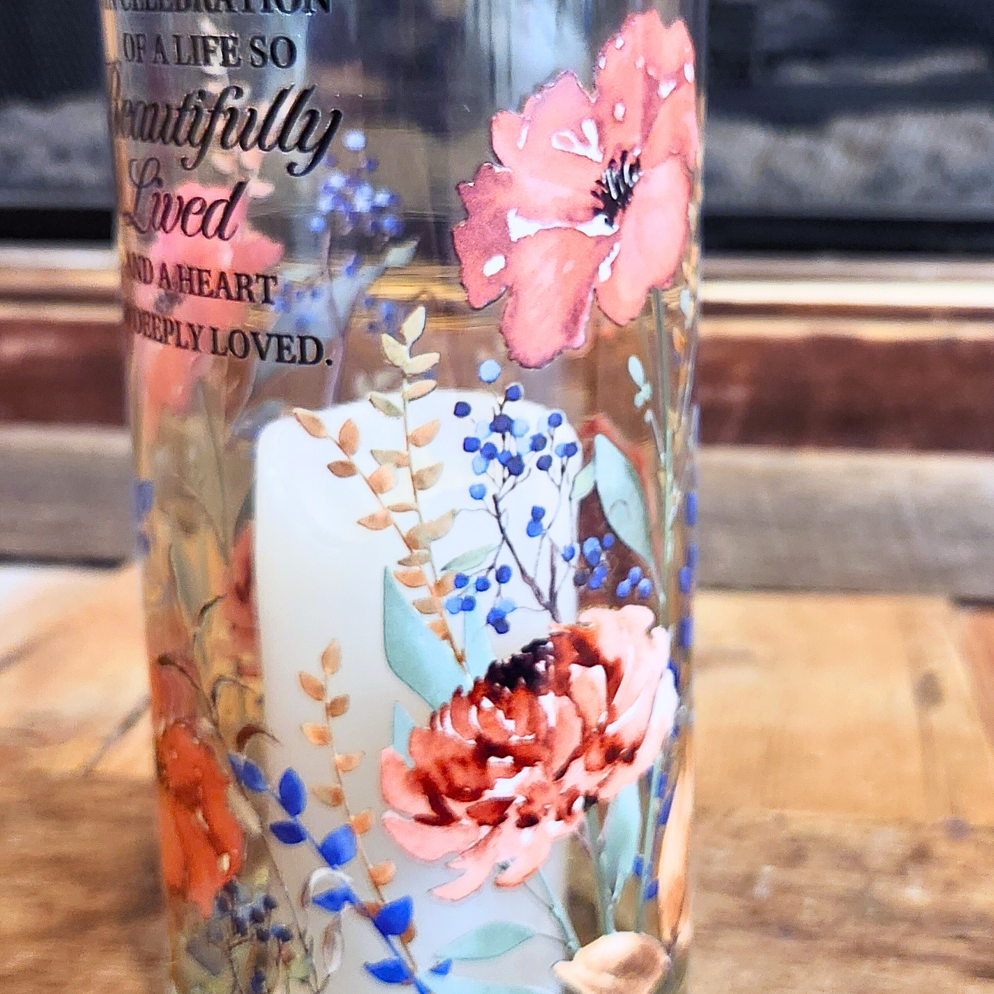 “Beautifully Lived” Hurricane Candle