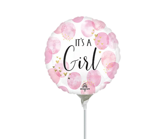 It's A Girl Stick Balloon