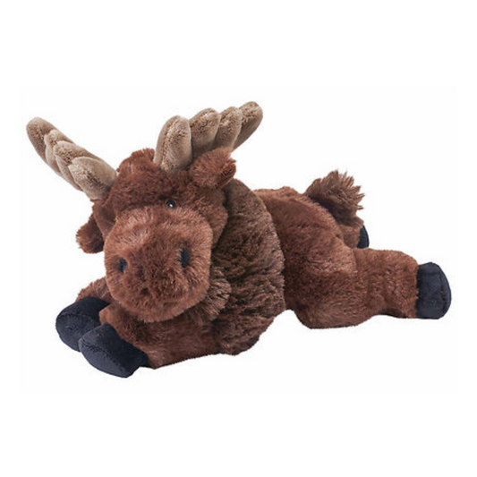 Plush moose toy on a white background