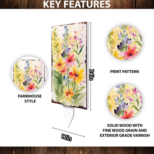 PREORDER - 30" Watercolor Bouquet Garden Stake