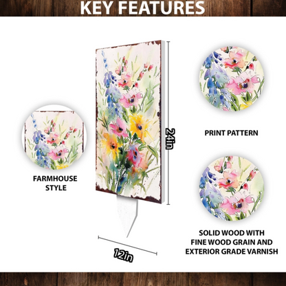 PREORDER - 30" Watercolor Wildflower Meadow Garden Stake
