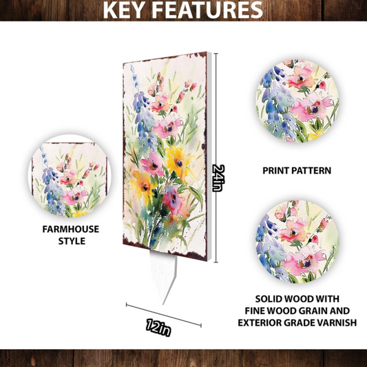 PREORDER - 30" Watercolor Wildflower Meadow Garden Stake