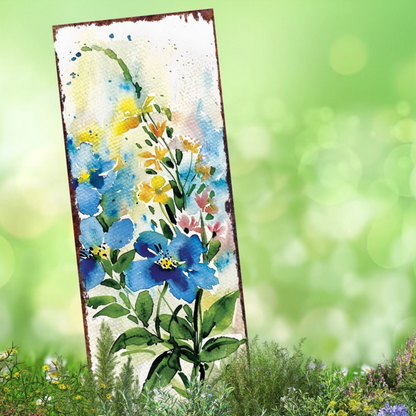 PREORDER - 33" Watercolor Blue Harmony Garden Stake