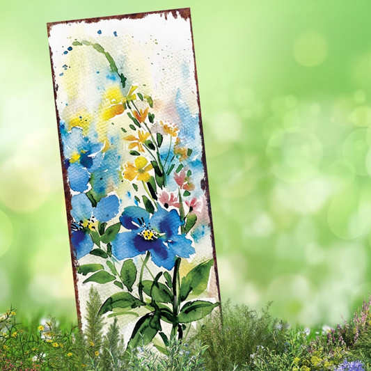 PREORDER - 33" Watercolor Blue Harmony Garden Stake