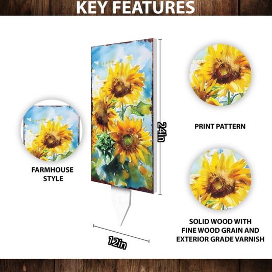 PREORDER - 30" Watercolor Sunflower Sky Garden Stake