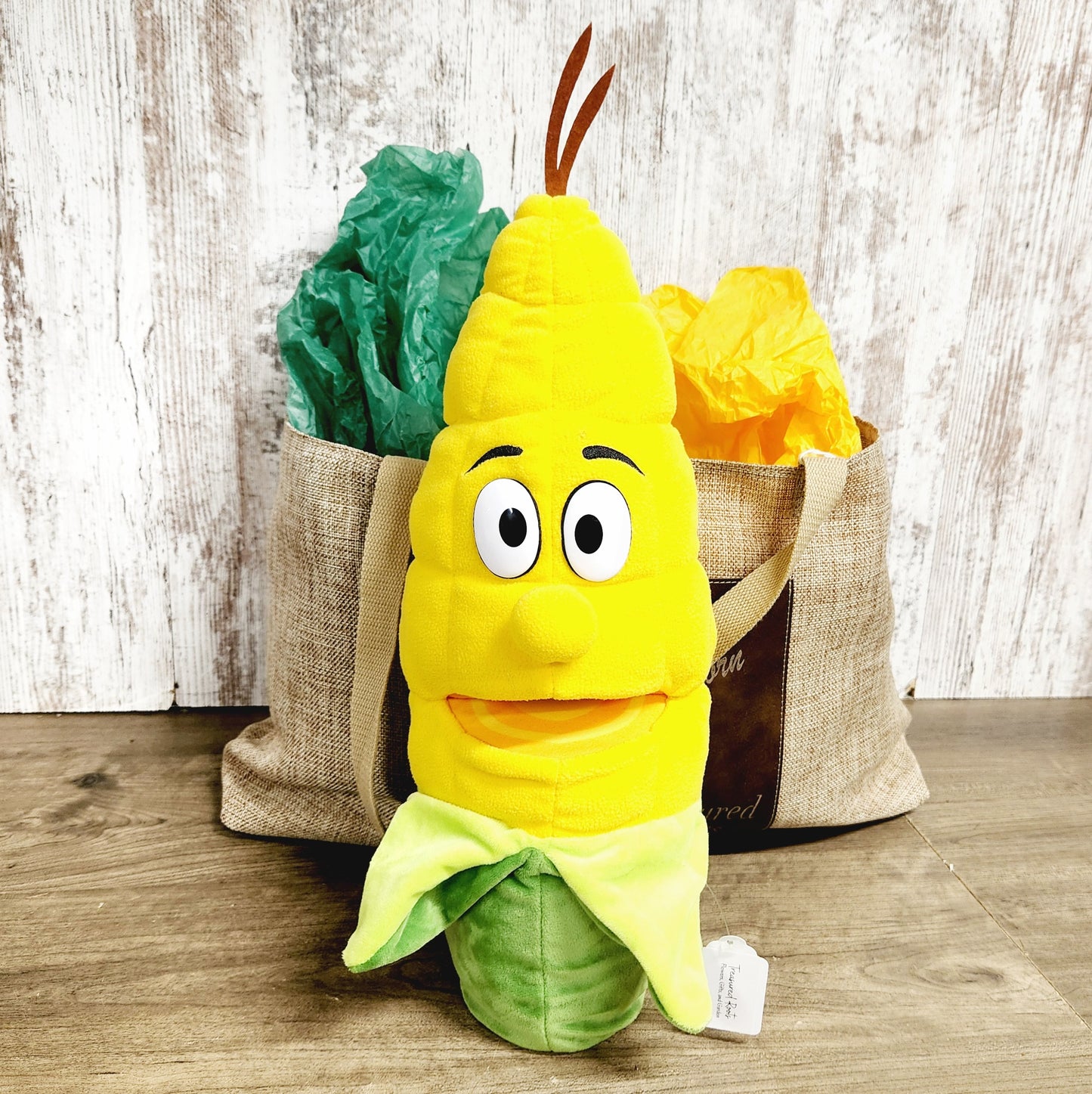 Large Sweet Corn plush puppet gift for National Sweetheart Pageant contestants during the National Sweet Corn Festival in Hoopeston, Illinois.