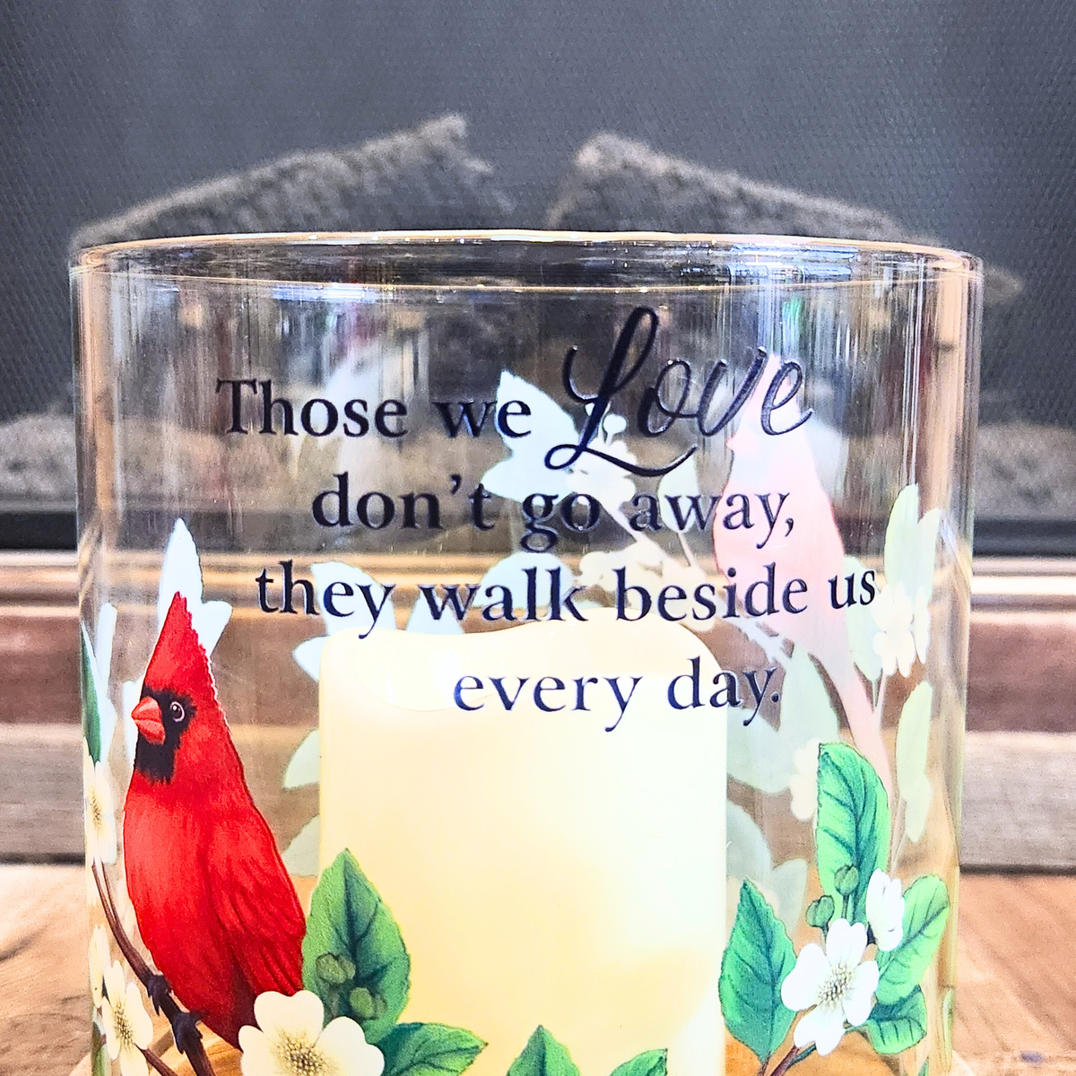 “Those We Love” Cardinal Hurricane Candle