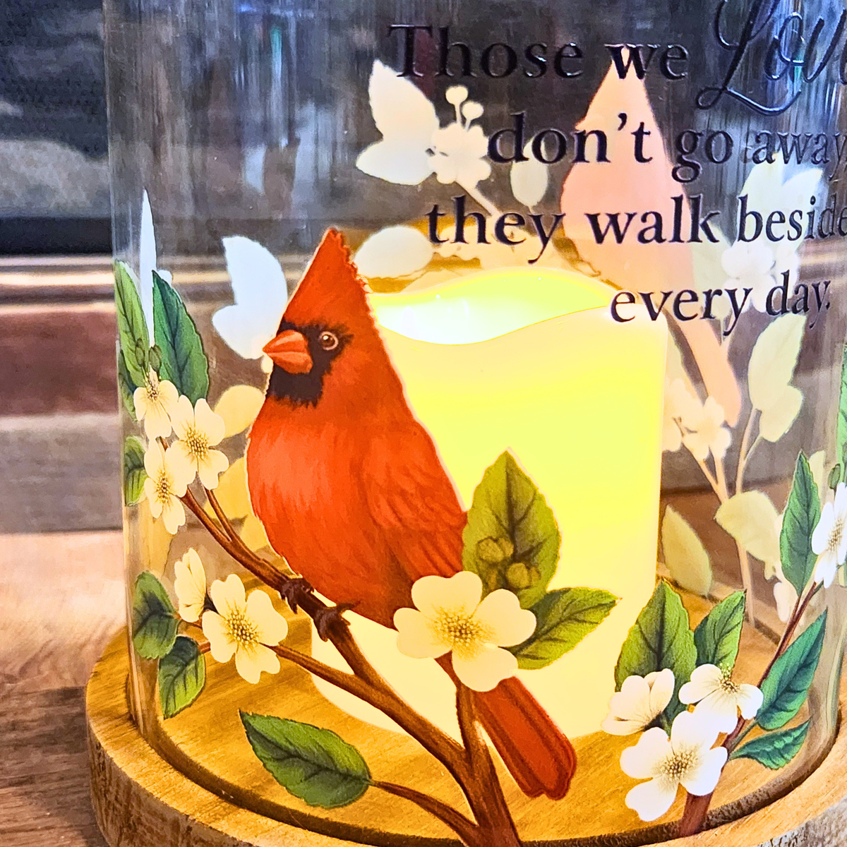 “Those We Love” Cardinal Hurricane Candle