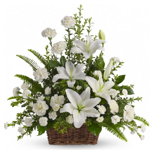 Peaceful White Lilies Basket